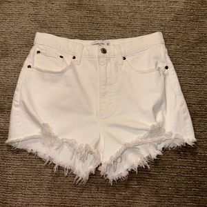 Abercrombie Mom Short High Rise White Jean Shorts